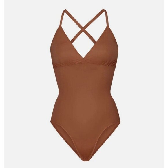 New SKIMS Brief Bodysuit with Snaps Light Compression Shapewear Size Large Bronz - Picture 4 of 11